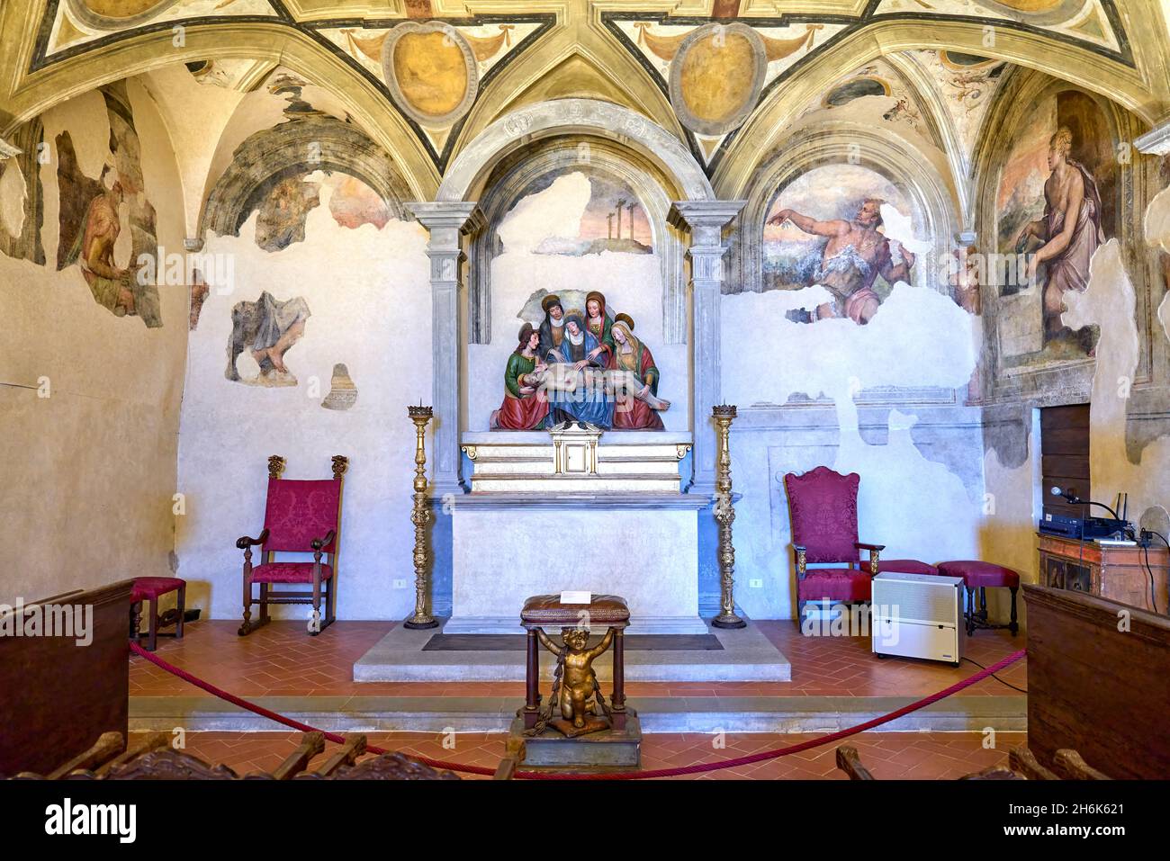 Cortona Arezzo Toscane Italie.Dans le Musée diocésain, autrefois siège de la Société du bon Jésus, est un cycle de fresques de Vasari Banque D'Images