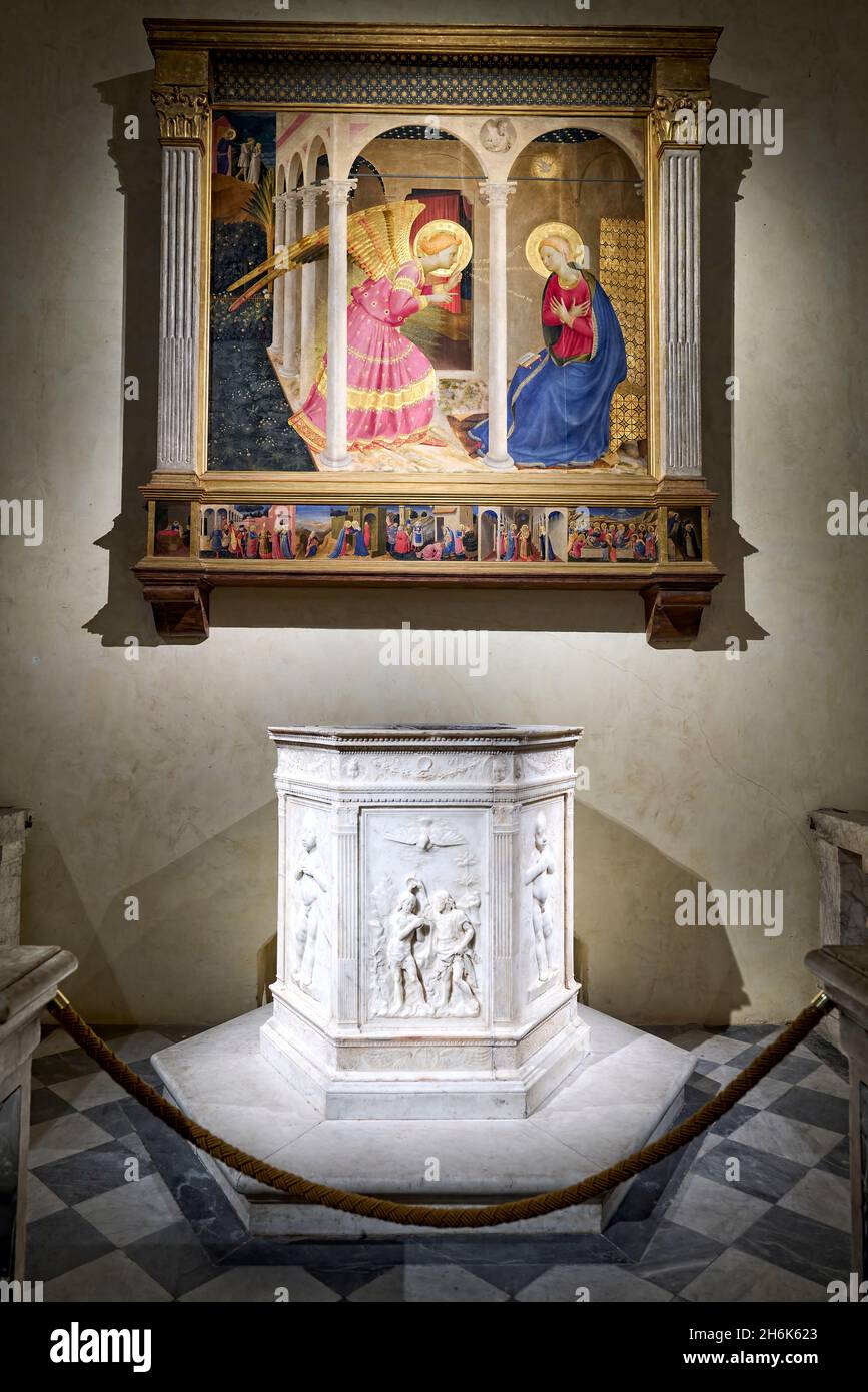 Cortona Arezzo Toscane Italie.L'Annonciation de Cortona est un retable ou un retable de peinture de panneau par Beato Angelico Banque D'Images