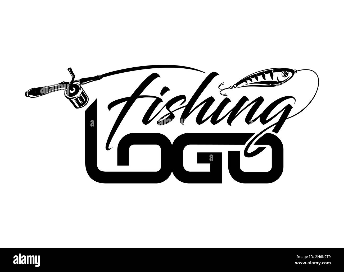 Illustration vectorielle de Fishing Wordmark logo Vector Sign Illustration de Vecteur