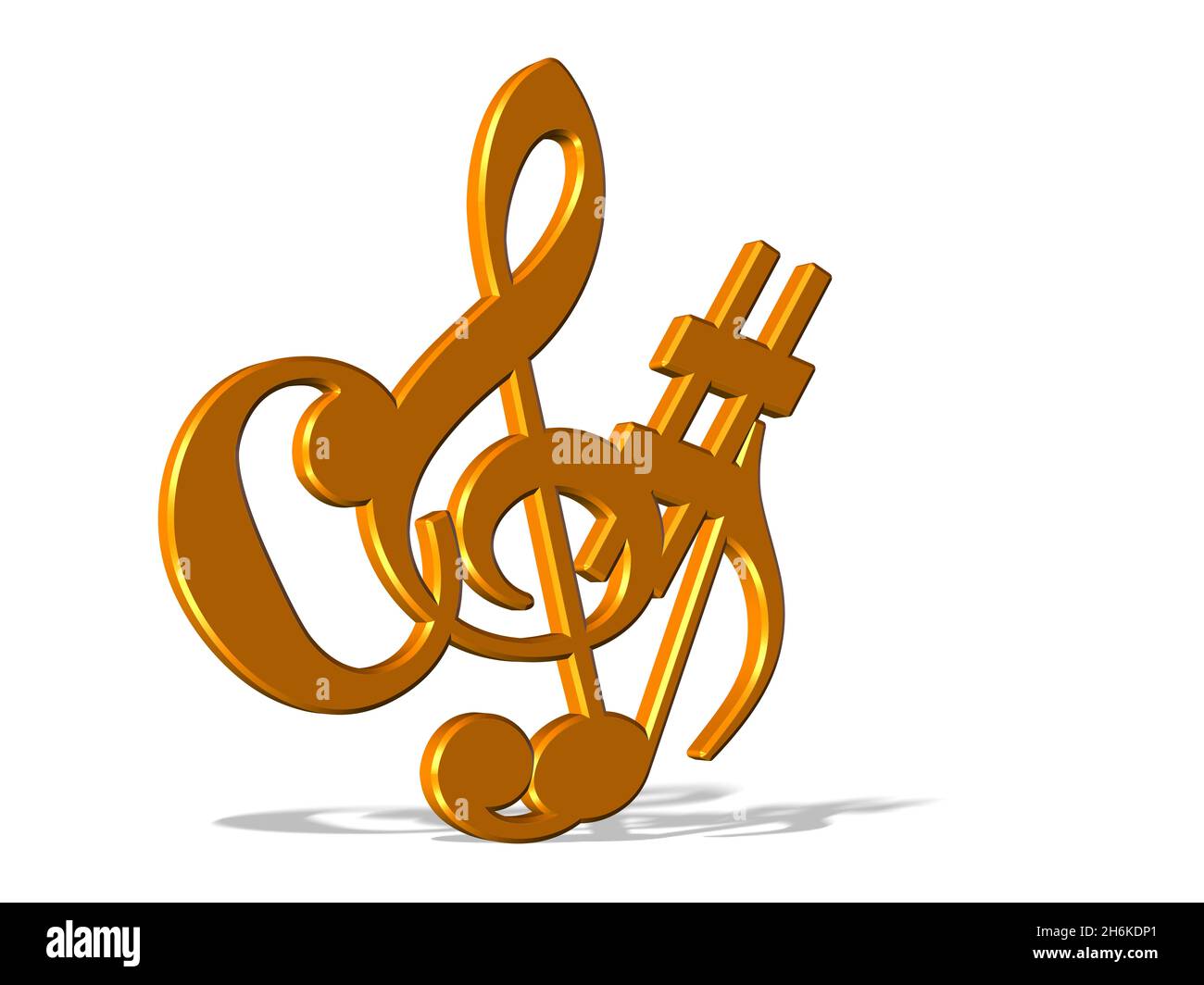 Signes de musique sur fond blanc, illustration 3D Banque D'Images