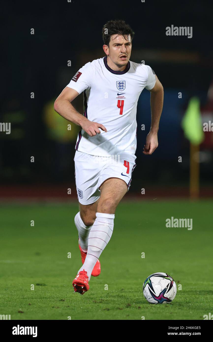 Serravalle, Italie, 15 novembre 2021.Harry Maguire, d'Angleterre, lors de la coupe du monde de la FIFA 2022 - rencontre de qualification européenne au stade de San Marino, à Serravalle.Le crédit photo devrait se lire: Jonathan Moscrop / Sportimage Banque D'Images