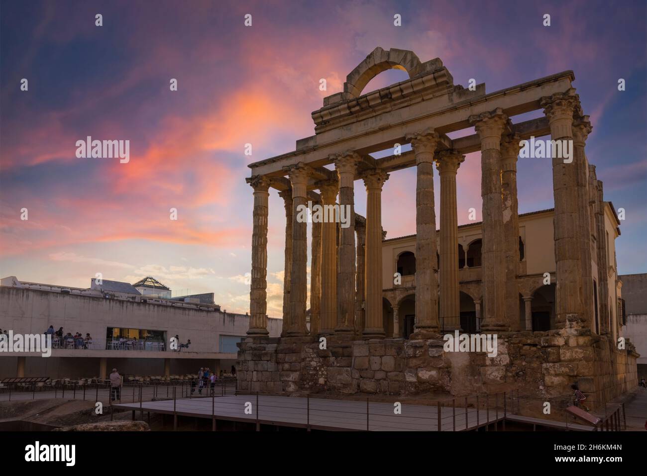 Le temple romain de Diana, construit pendant le règne de l'empereur Auguste.Merida, province de Badajoz, Estrémadure, Espagne.L'E archéologique Banque D'Images