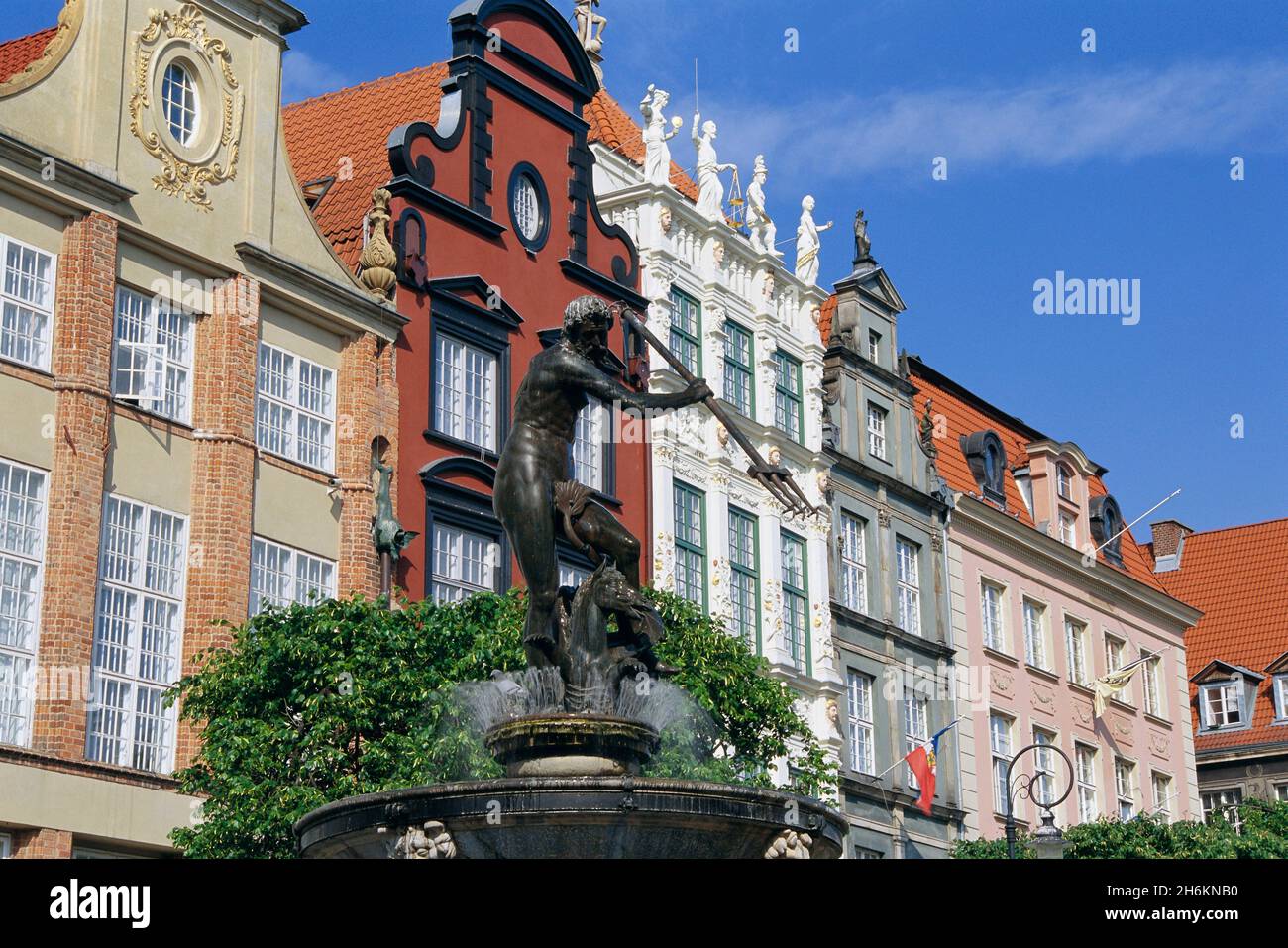 Fontaine de Neptune dans le long marché, Gdansk, Pologne Banque D'Images