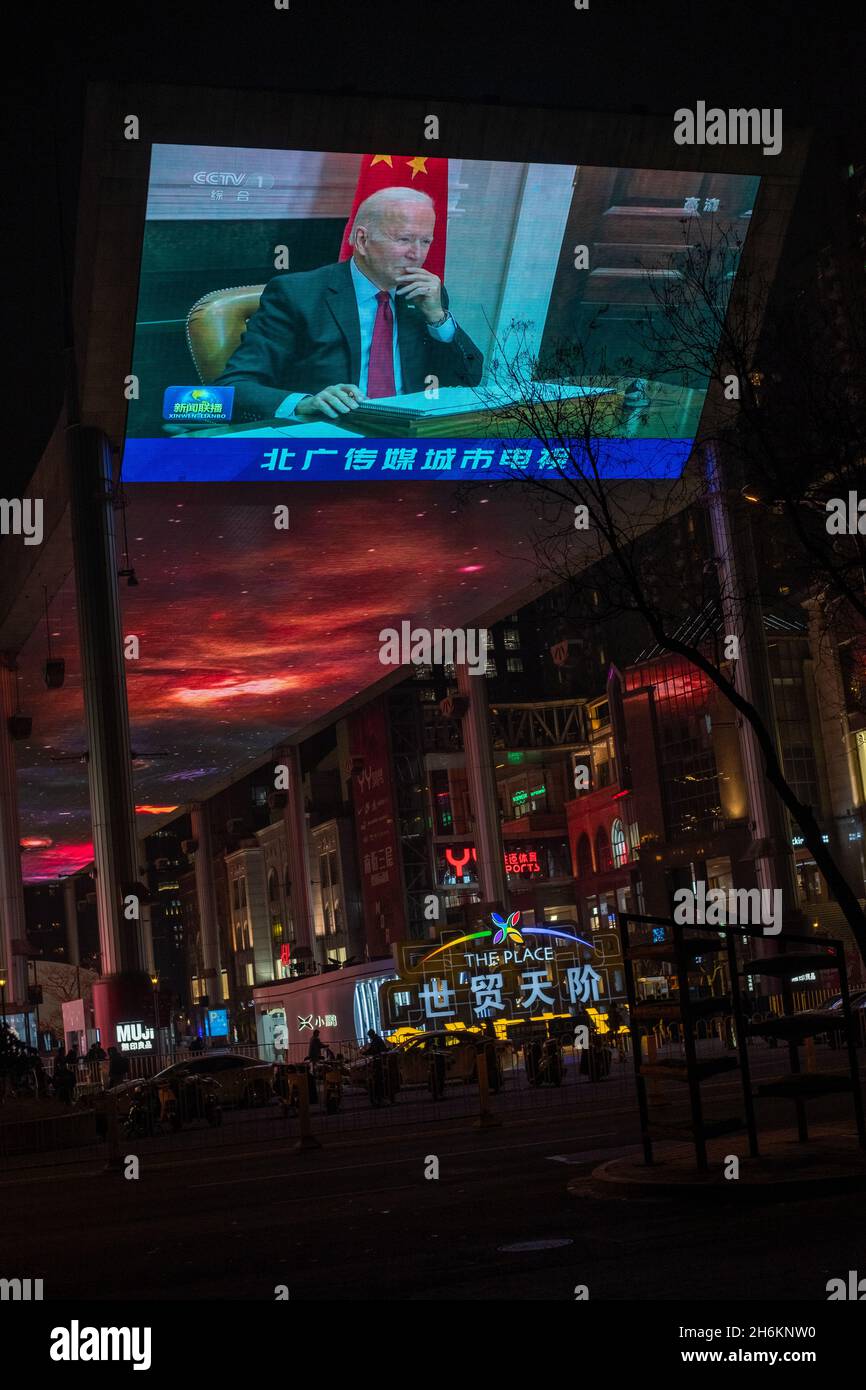 Sommet virtuel de Xi-Biden.16 novembre 2021 Banque D'Images