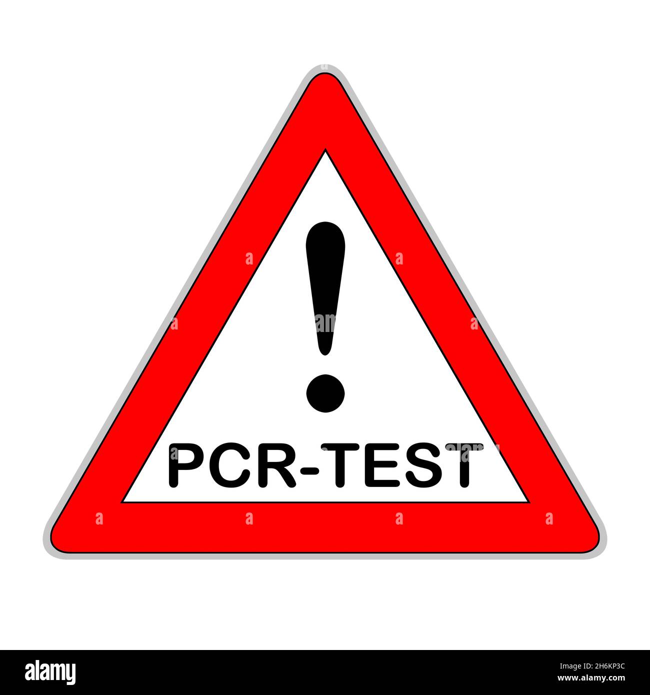 Panneau de signalisation allemand et Corona PCR-Test isolés sur fond blanc Banque D'Images