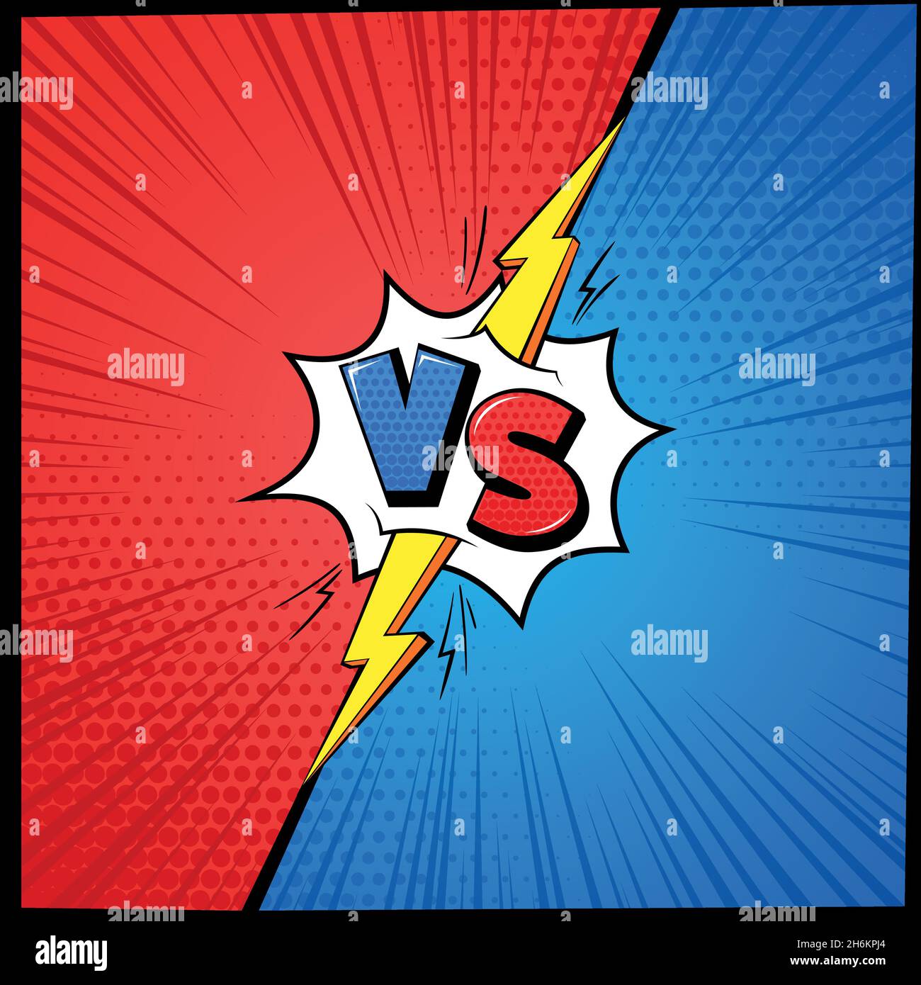 Vs fond de dessin animé.Contre les lettres bande dessinée cadre avec demi-ton.Concours de combat défi de combat mma Illustration de Vecteur