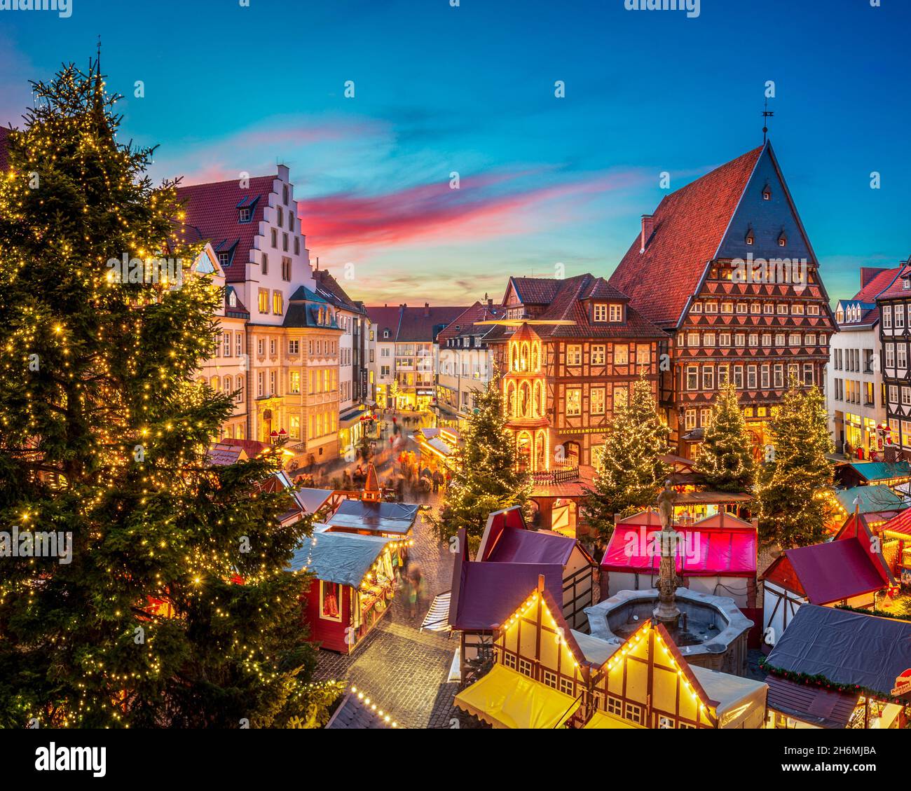 Marché de Noël sur le marché historique de Hildesheim, Allemagne Banque D'Images