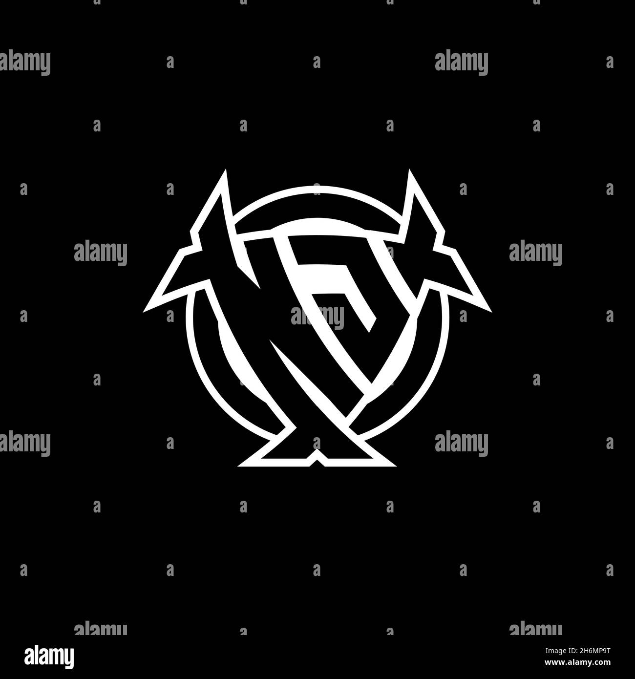 Lettre du logo NJ Monogram avec blindage triangulaire et forme de cercle sur fond isolé.Logo triangle monogramme, logo bouclier monogramme, trian Illustration de Vecteur