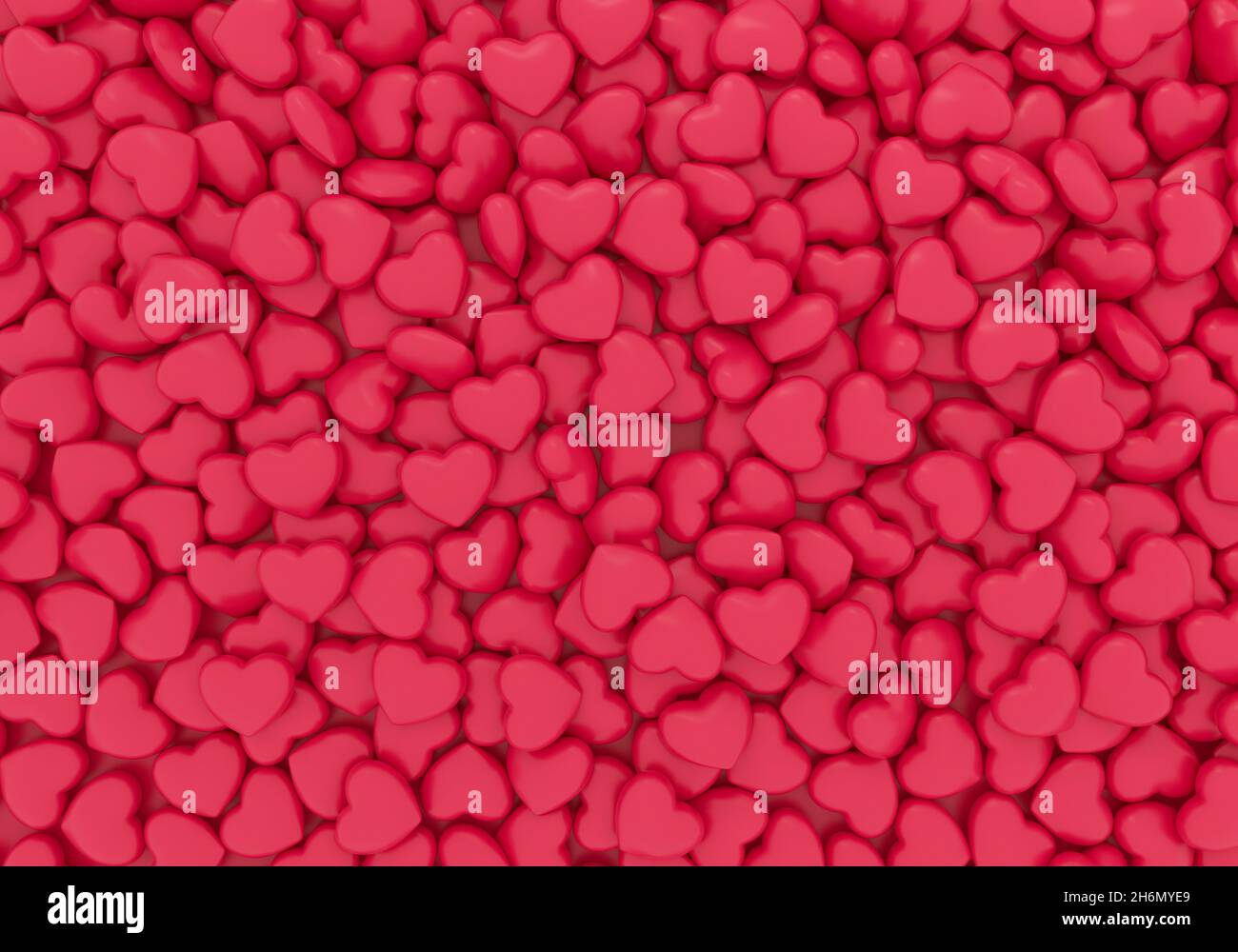 Papier peint de Saint-Valentin avec coeurs d'amour rouges sur fond rouge.Rendu 3D. Banque D'Images