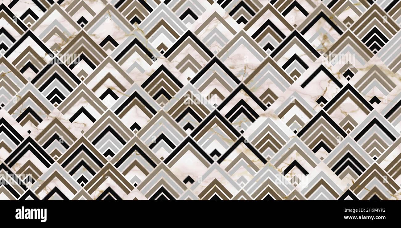 Motif à rayures de forme carrée élégant sur fond gris et texture en marbre Illustration de Vecteur