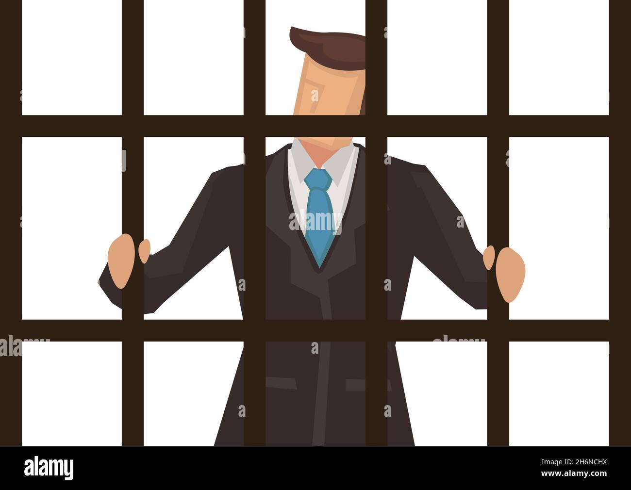 Homme d'affaires en prison.Concept d'affaires criminel à col blanc.Illustration vectorielle plate Illustration de Vecteur