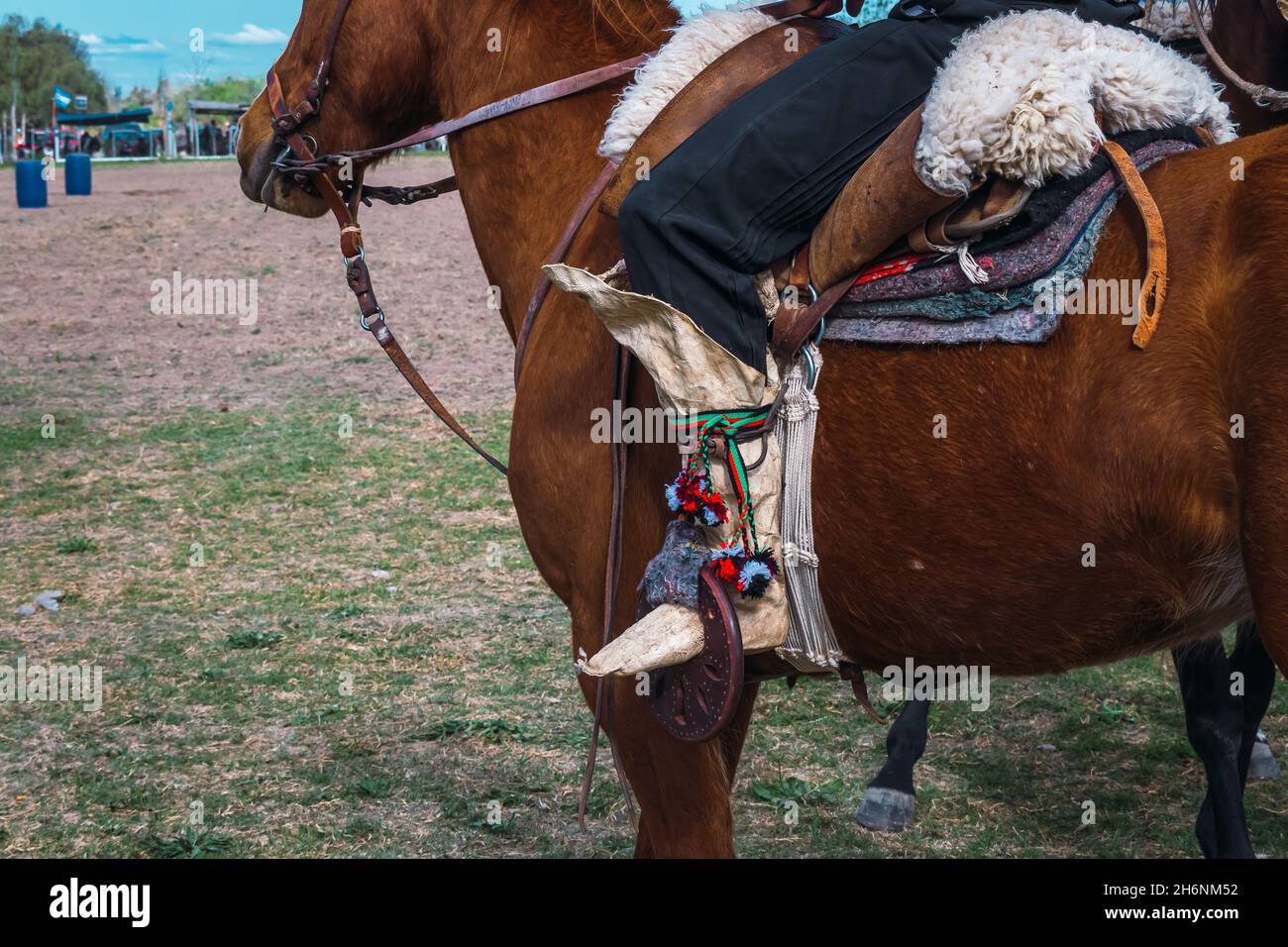 Bottes traditionnelles argentines en Patagonie Banque D'Images
