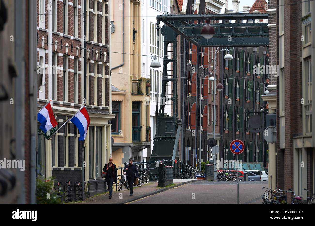 Bâtiments résidentiels, vieille ville, Peperstraat, Amsterdam, pays-Bas Banque D'Images