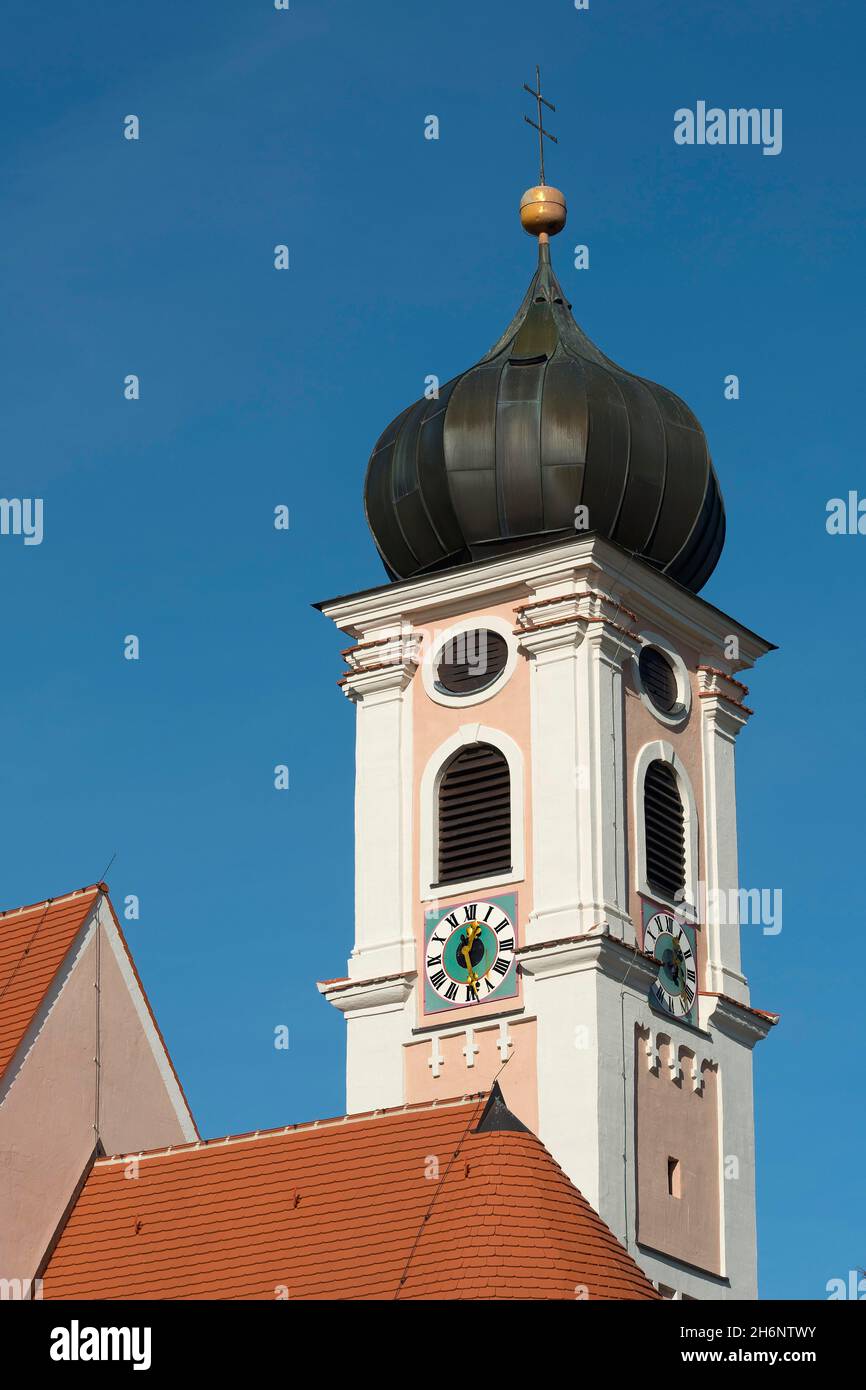 L'église Saint-Otmar est un bâtiment classé, Eutenhausen, Allgaeu, Swabia, Bavière,Allemagne Banque D'Images