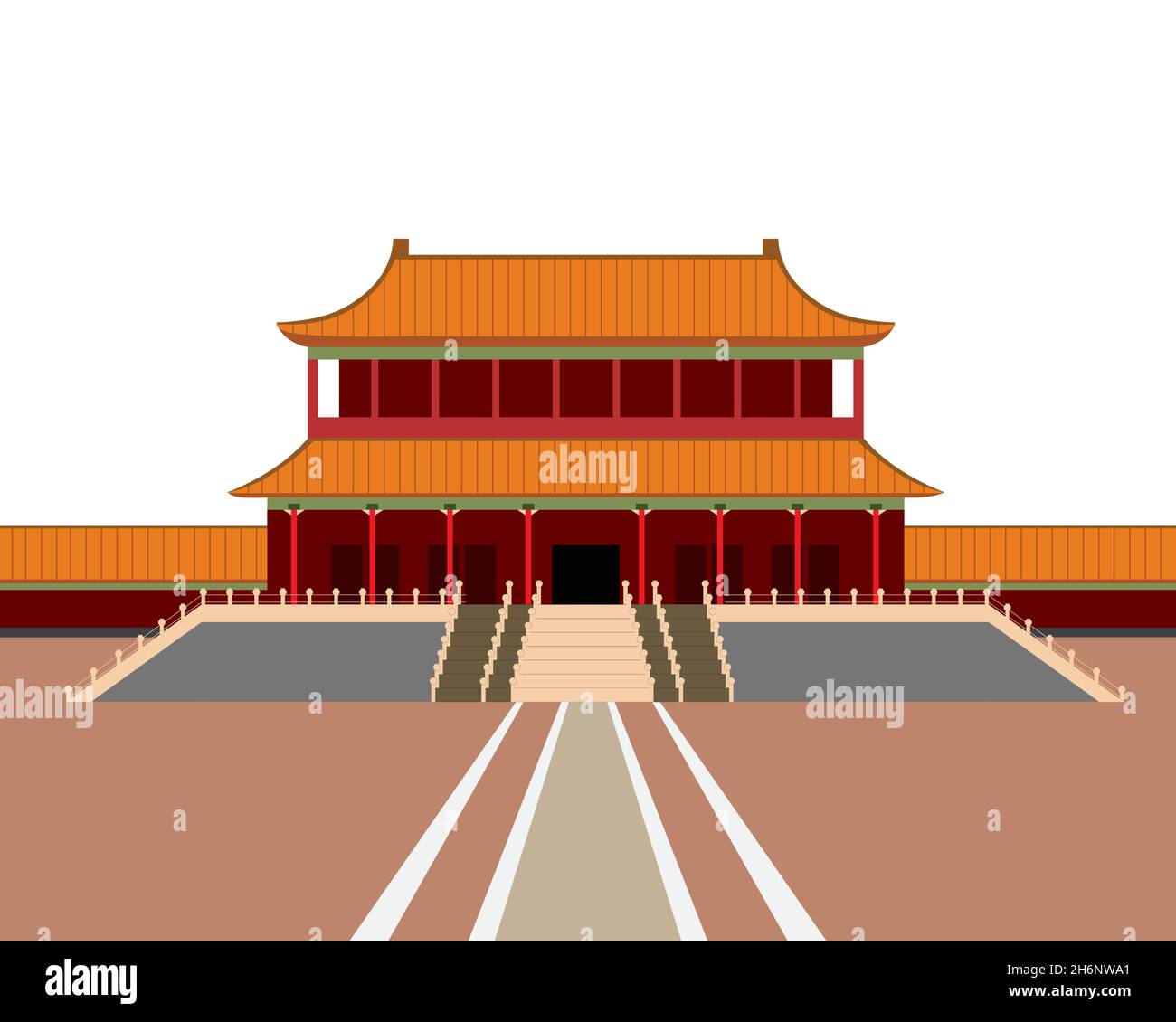 Cité interdite à Pékin, Chine. Porte de la paix céleste. Place Tiananmen. Fichier vectoriel sensationnel de Chine. Illustration vectorielle de style art plat Illustration de Vecteur