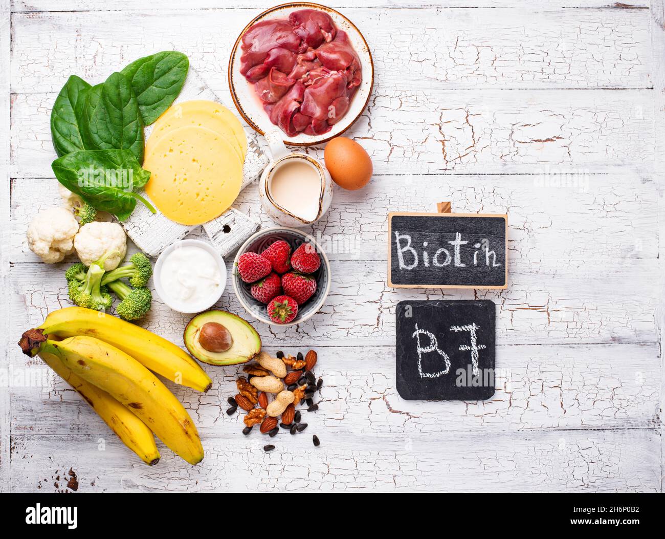 Les sources naturelles de vitamine B7 biotine Banque D'Images