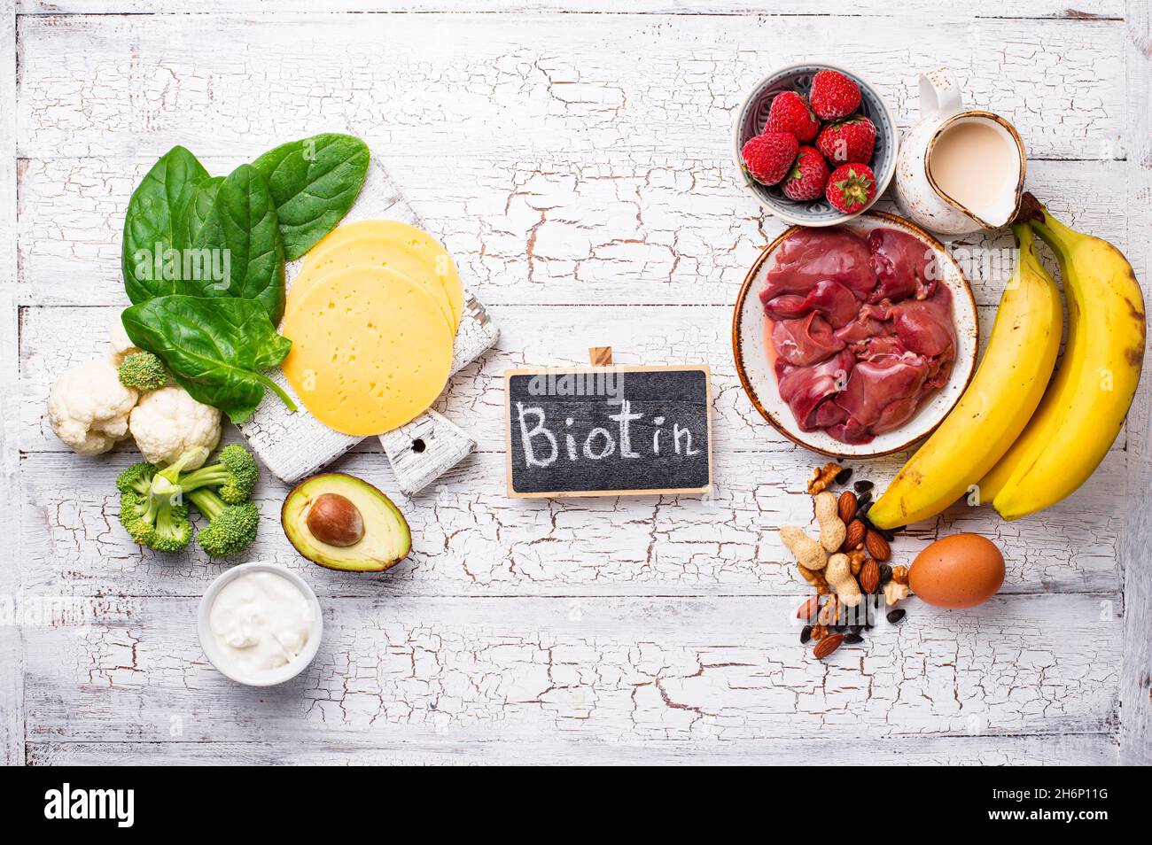Les sources naturelles de vitamine B7 biotine Banque D'Images