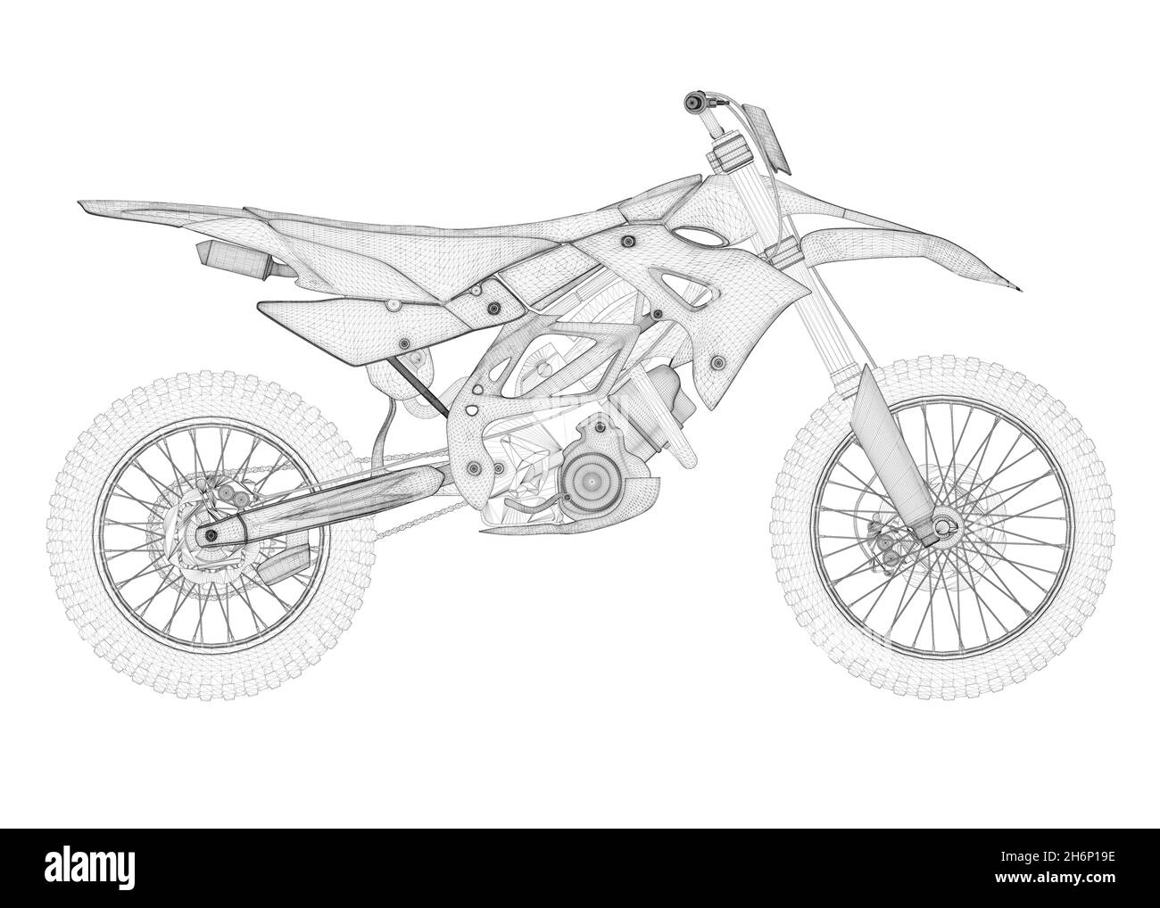 Moteur 3d dessin low poly Banque d'images noir et blanc - Alamy