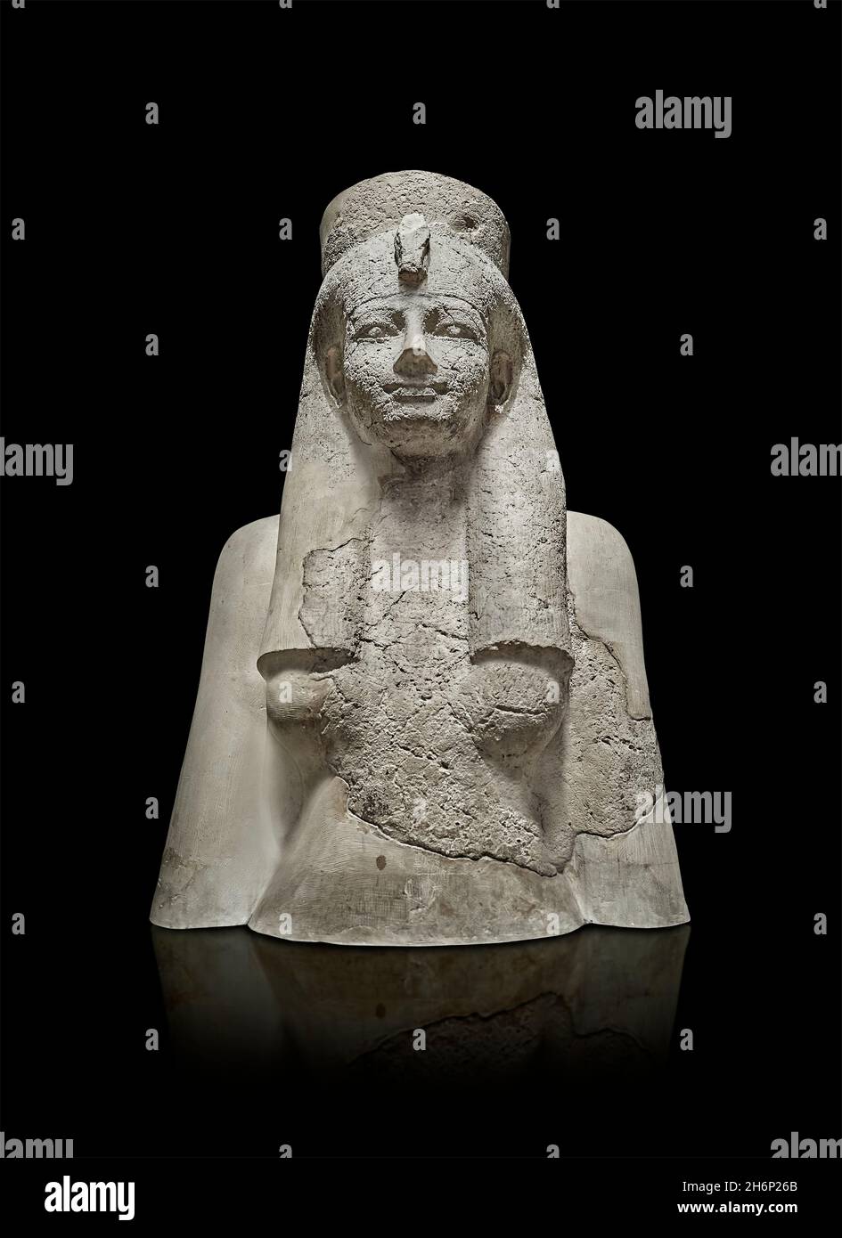 Ancienne statue égyptienne de la déesse Hathor, vers 1400 av. J.-C., 18e dynastie, temple mortuaire d'Amenhotep III Thèbes, British Museum EA948.La fema Banque D'Images