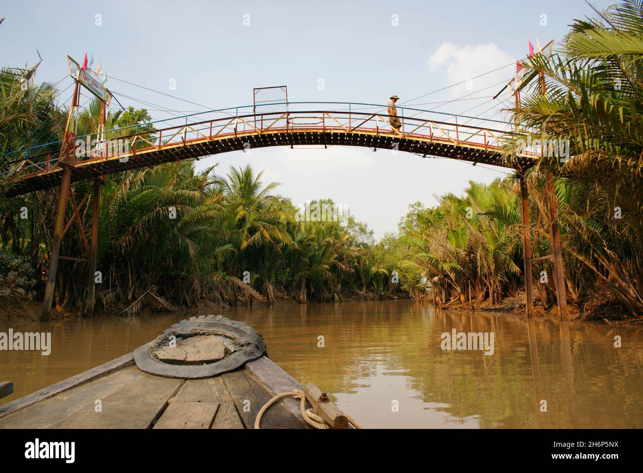 VIETNAM.AU SUD DU VIETNAM, PRÈS DE LA VILLE MON THO, DU DELTA DU MÉKONG ET DES COCOTIERS Banque D'Images