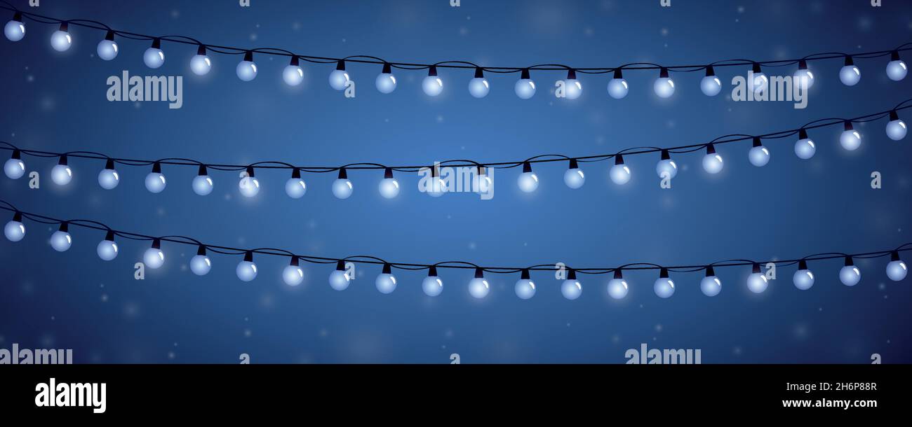 carte de noël bleue avec lumières fée brillantes Illustration de Vecteur