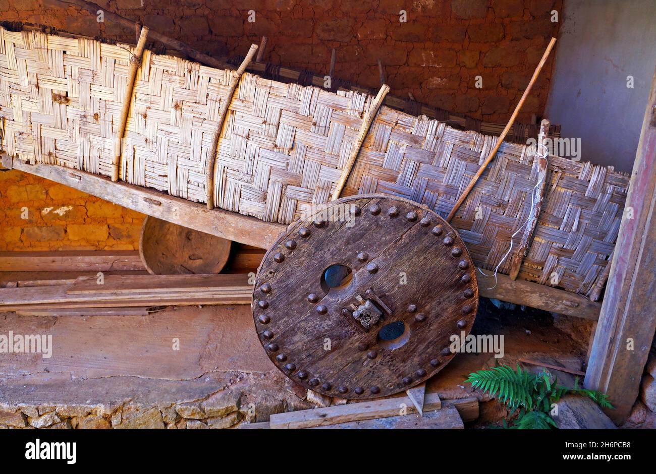 Vieux chariot de boeuf, Sao Joao del Rei, Brésil Banque D'Images