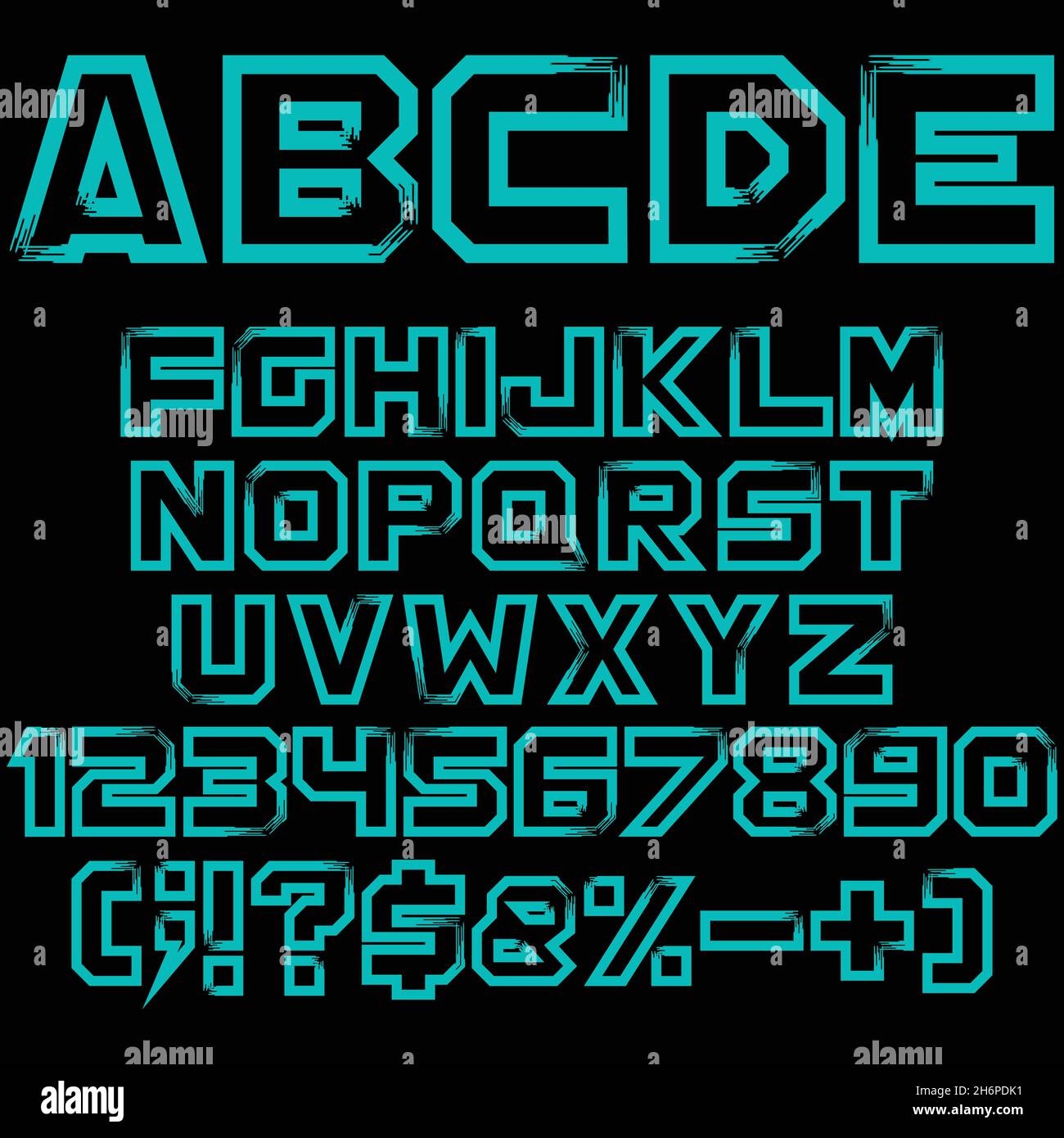 Lettres, chiffres et signes bleus.Objets vectoriels isolés sur fond noir. Illustration de Vecteur