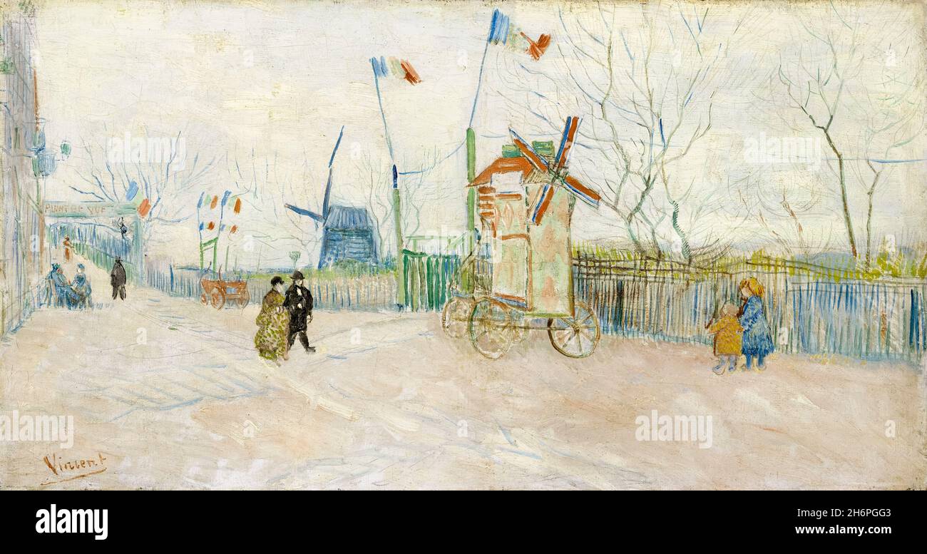 Vincent van Gogh, impasse des deux Frères, scène de rue à Montmartre : le Moulin a poivre, peinture à l'huile sur toile, 1887 Banque D'Images