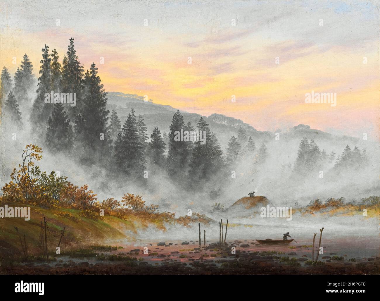 Caspar David Friedrich, les temps de la journée : le matin, peinture de paysage, 1821-1822 Banque D'Images