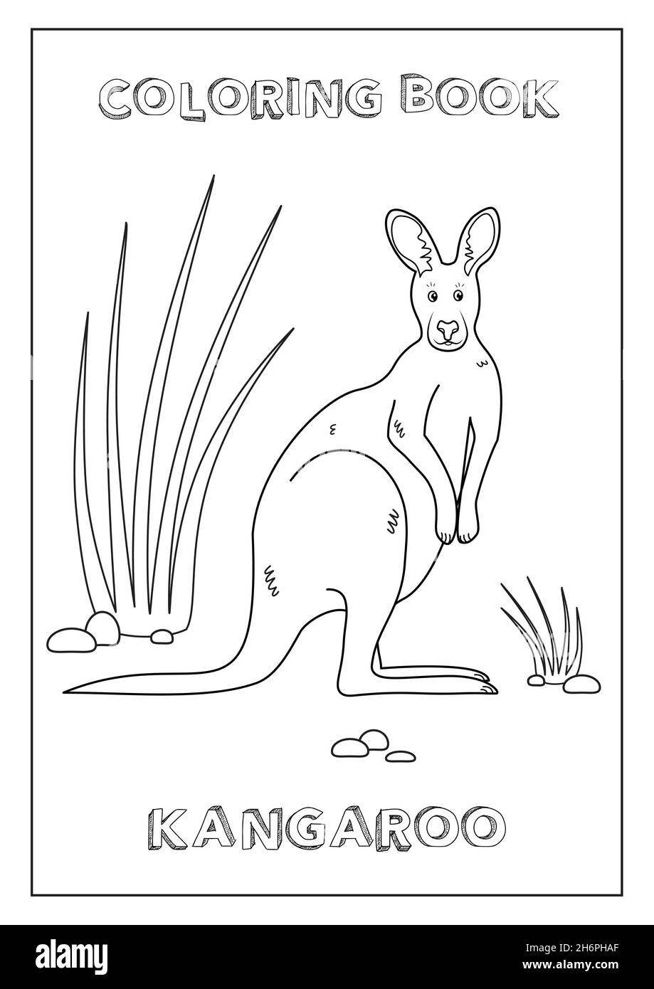 Livre de coloriage Kangourou pour enfants.Prêt à imprimer, format de papier  A4.Noir et blanc, en vecteur Image Vectorielle Stock - Alamy