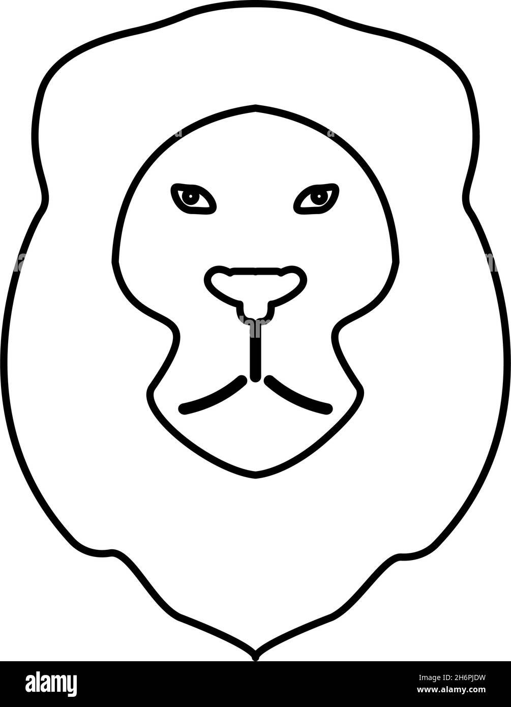 Lion animal sauvage tête de chat contour icône noir couleur vecteur illustration plat style simple image Illustration de Vecteur