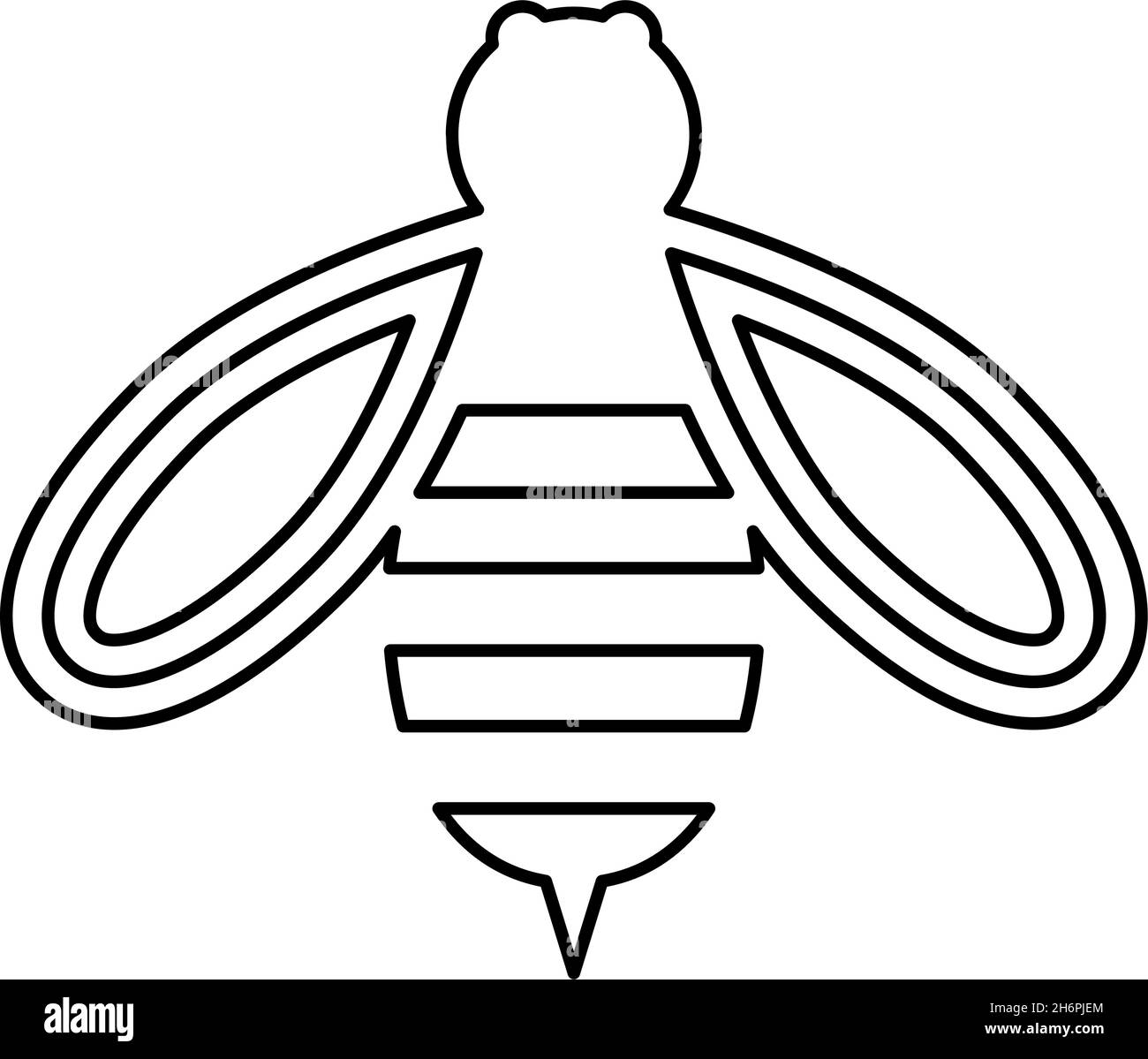 Abeille contour icône noir couleur vecteur illustration plat style simple image Illustration de Vecteur