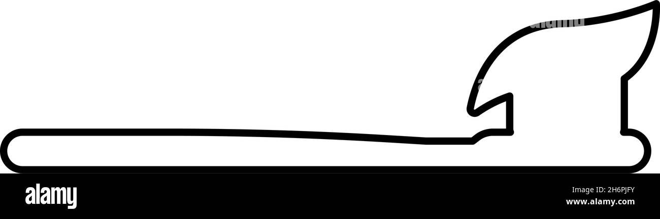 Brosse à dents avec pâtes dentifrice concept de dentisterie contour icône noir couleur vecteur illustration plat style simple image Illustration de Vecteur