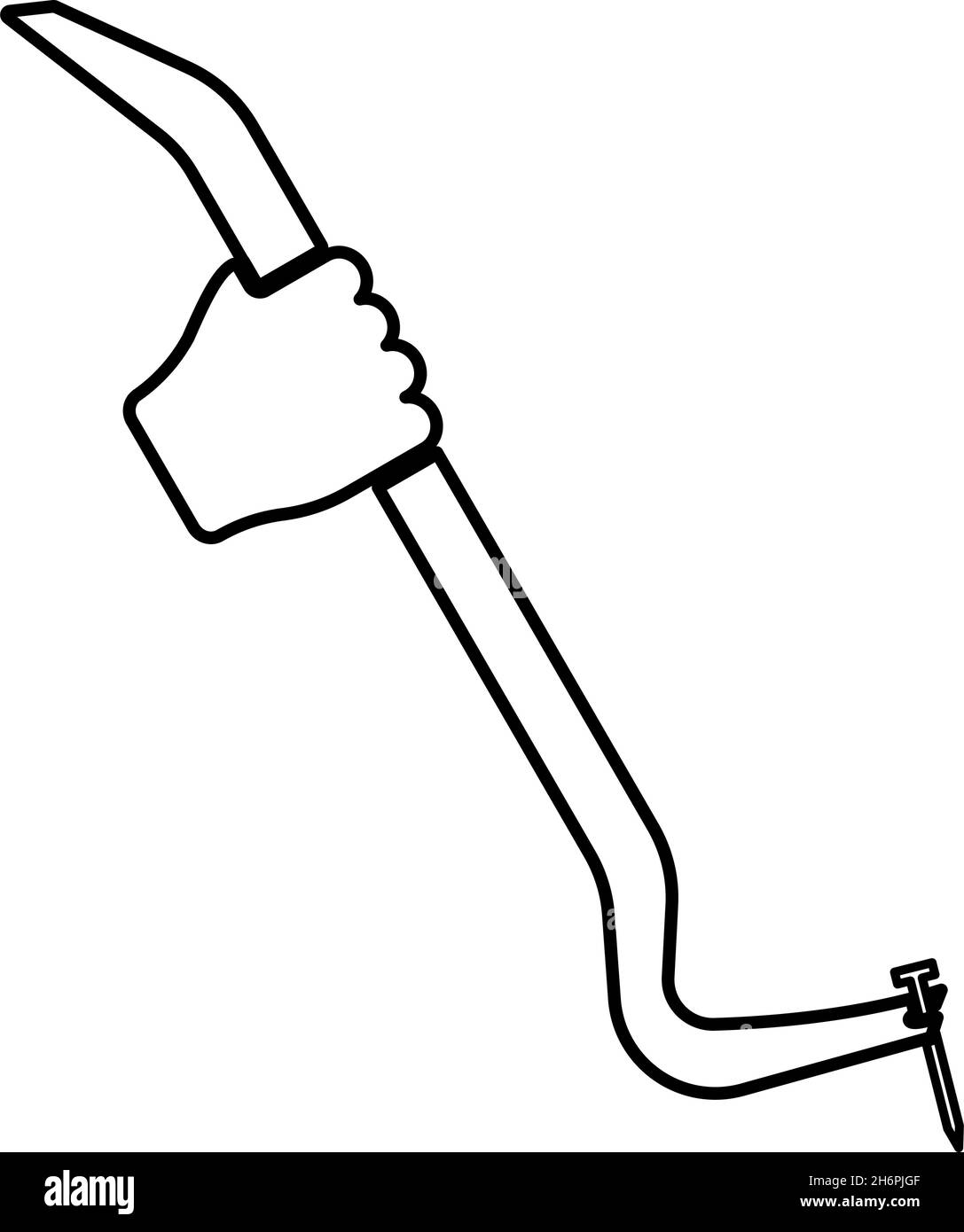 Outil à pied-de-biche à la main retirer le porte-clou tire contour icône couleur noire vecteur illustration style plat image simple Illustration de Vecteur