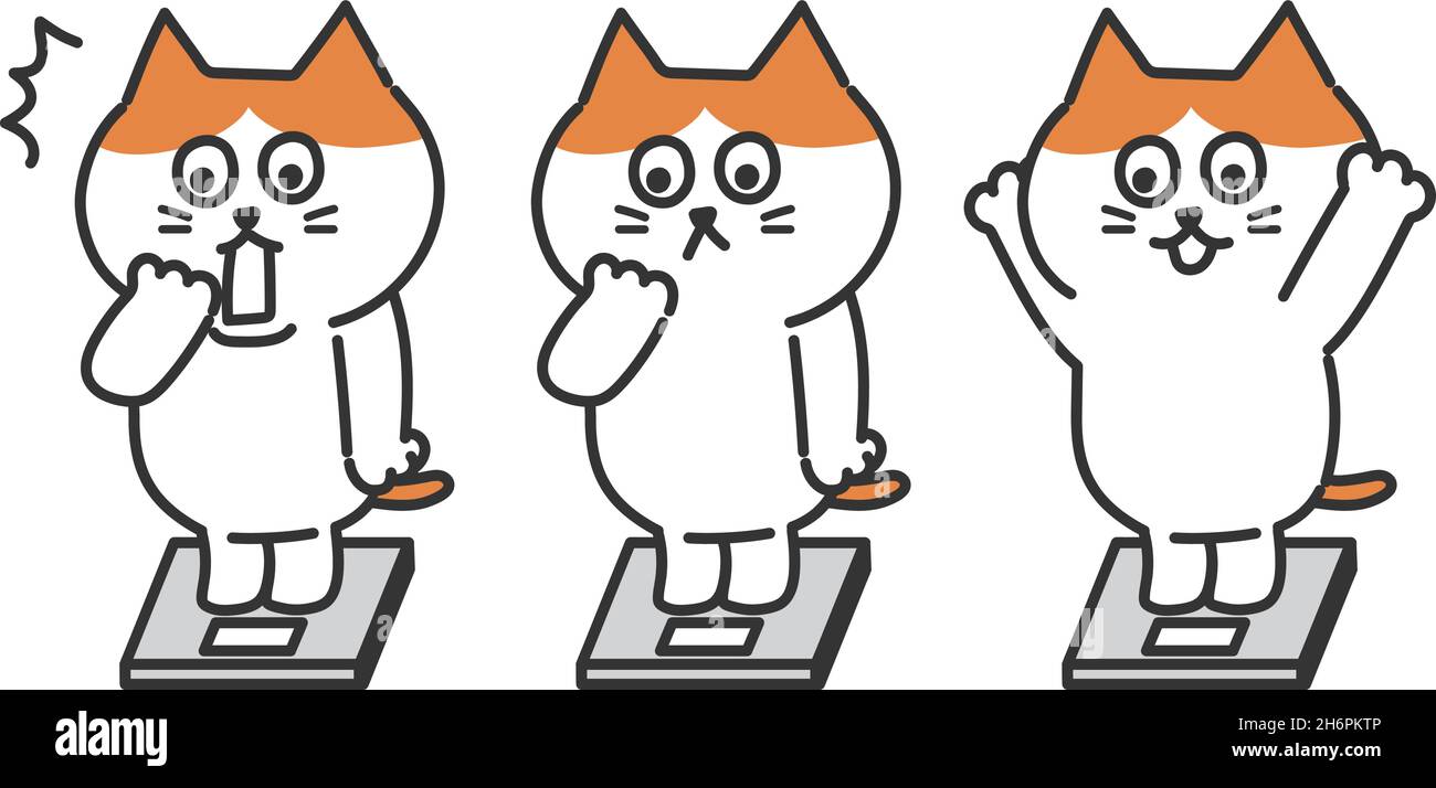 Ensemble de tabby rouge et de chats blancs se trouvant sur l'échelle du corps.Illustration vectorielle isolée sur fond blanc. Illustration de Vecteur