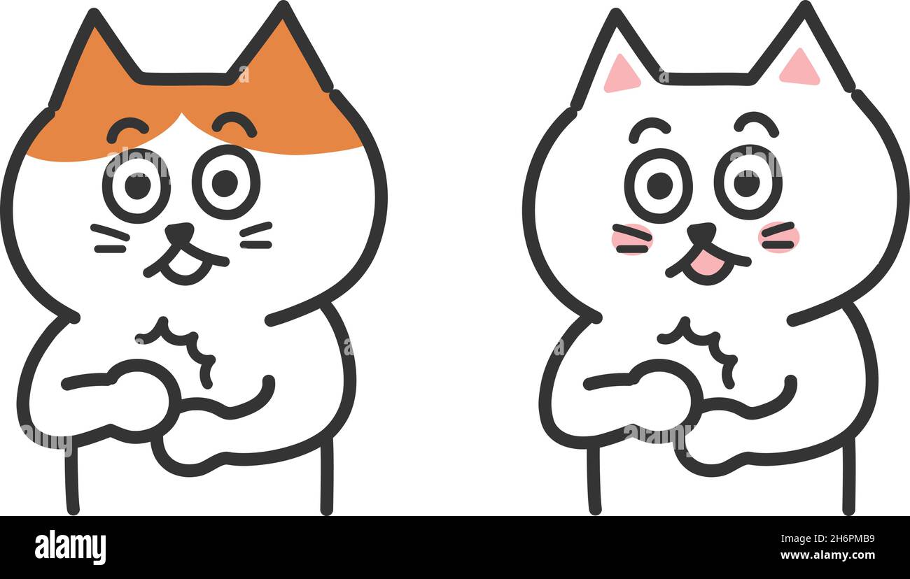Ensemble de chats reconnaissant quelque chose.Illustration vectorielle isolée sur fond blanc. Illustration de Vecteur