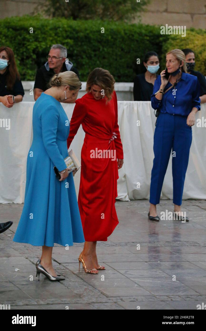 La princesse Tatiana avec la princesse Théodora de Grèce.Mariage du prince Philippos et de Nina Flohr à la cathédrale d'Athènes. Banque D'Images