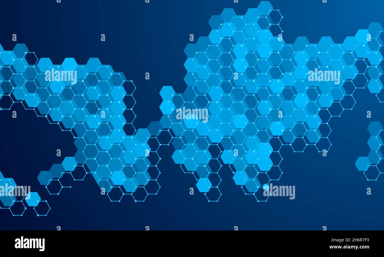 Arrière-plan abstrait de motif géométrique hexagonal.Conception de concepts hi-tech, médecine, science et technologie. Illustration de Vecteur