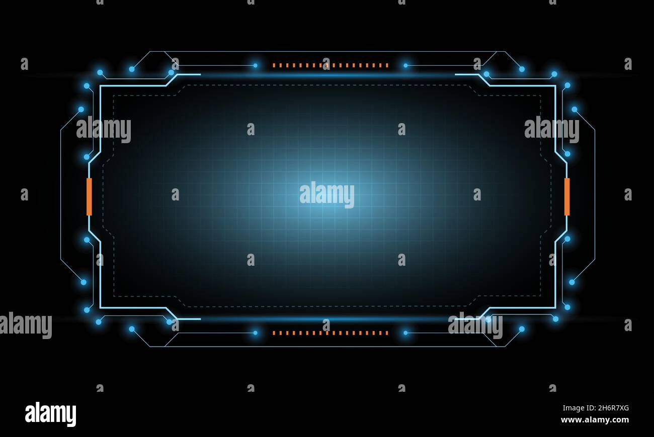 Résumé écran bleu Hi-tech hologramme technologie de base de la technologie de cadre.Arrière-plan futuriste de la technologie HUD. Illustration de Vecteur