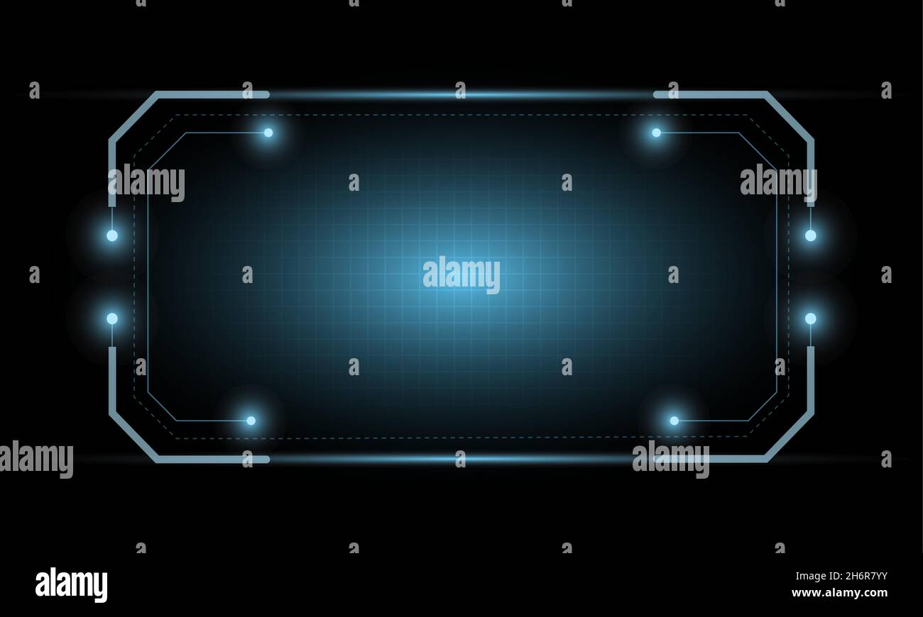 Résumé écran bleu Hi-tech hologramme technologie de base de la technologie de cadre.Arrière-plan futuriste de la technologie HUD. Illustration de Vecteur