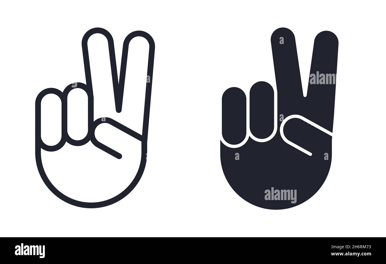 Main V signe de geste pour la paix et la victoire icône Illustration de Vecteur