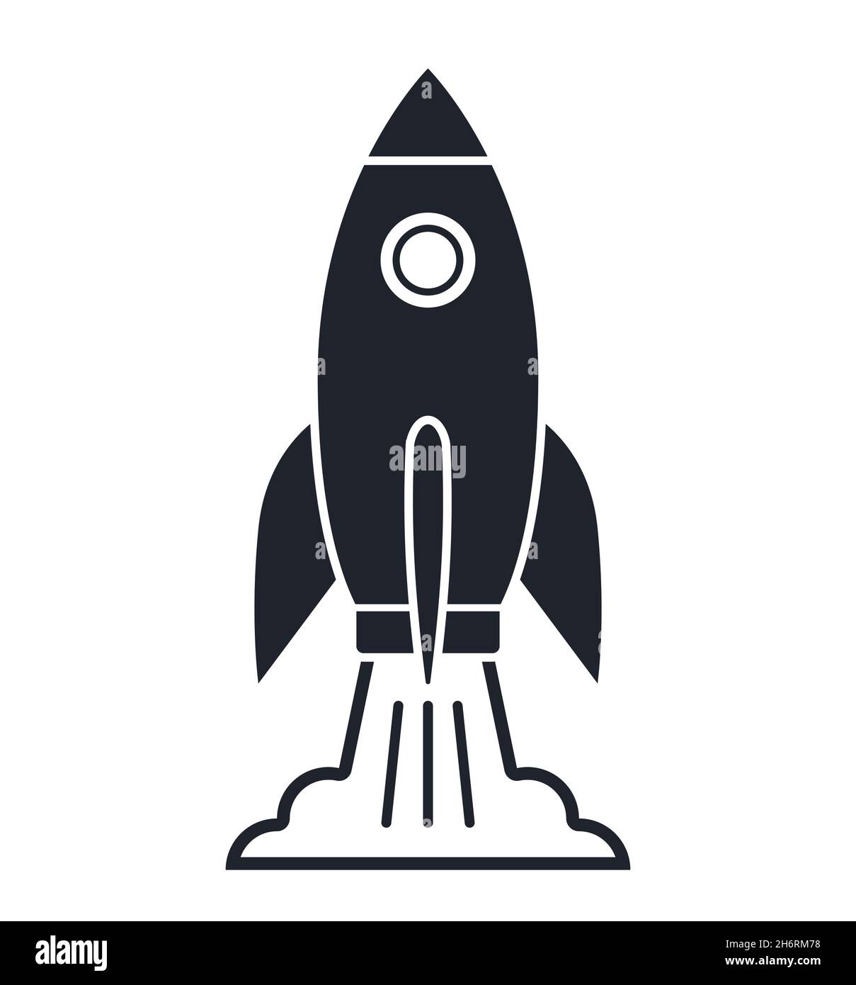 Symbole de lancement de fusée spatiale ou de démarrage de vaisseau spatial icône d'illustration vectorielle Illustration de Vecteur