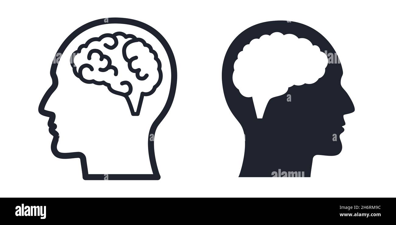 Silhouette de la tête avec symbole du cerveau icône d'illustration vectorielle Illustration de Vecteur