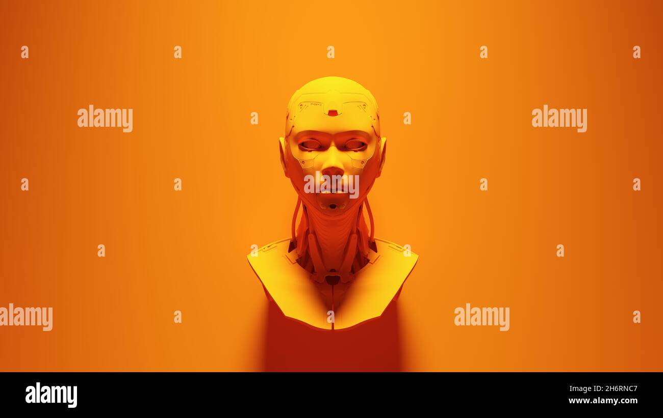Orange Cyborg ai futuriste artificiel Intelligence Sci-fi robot tête Orange  arrière-plan 3d illustration rendu Photo Stock - Alamy