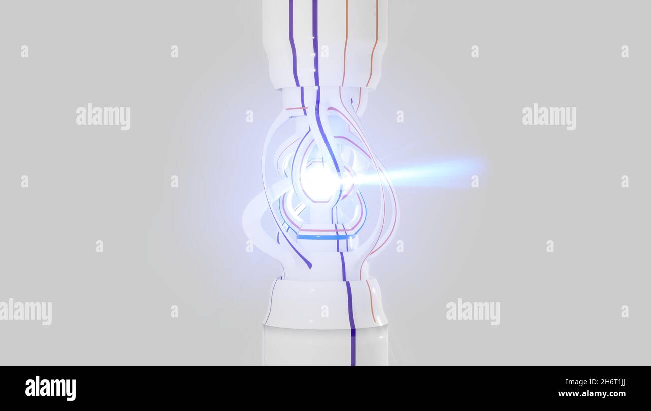 Réacteur de fusion futuriste, concept de technologie extraterrestre.Rendu 3D numérique. Banque D'Images