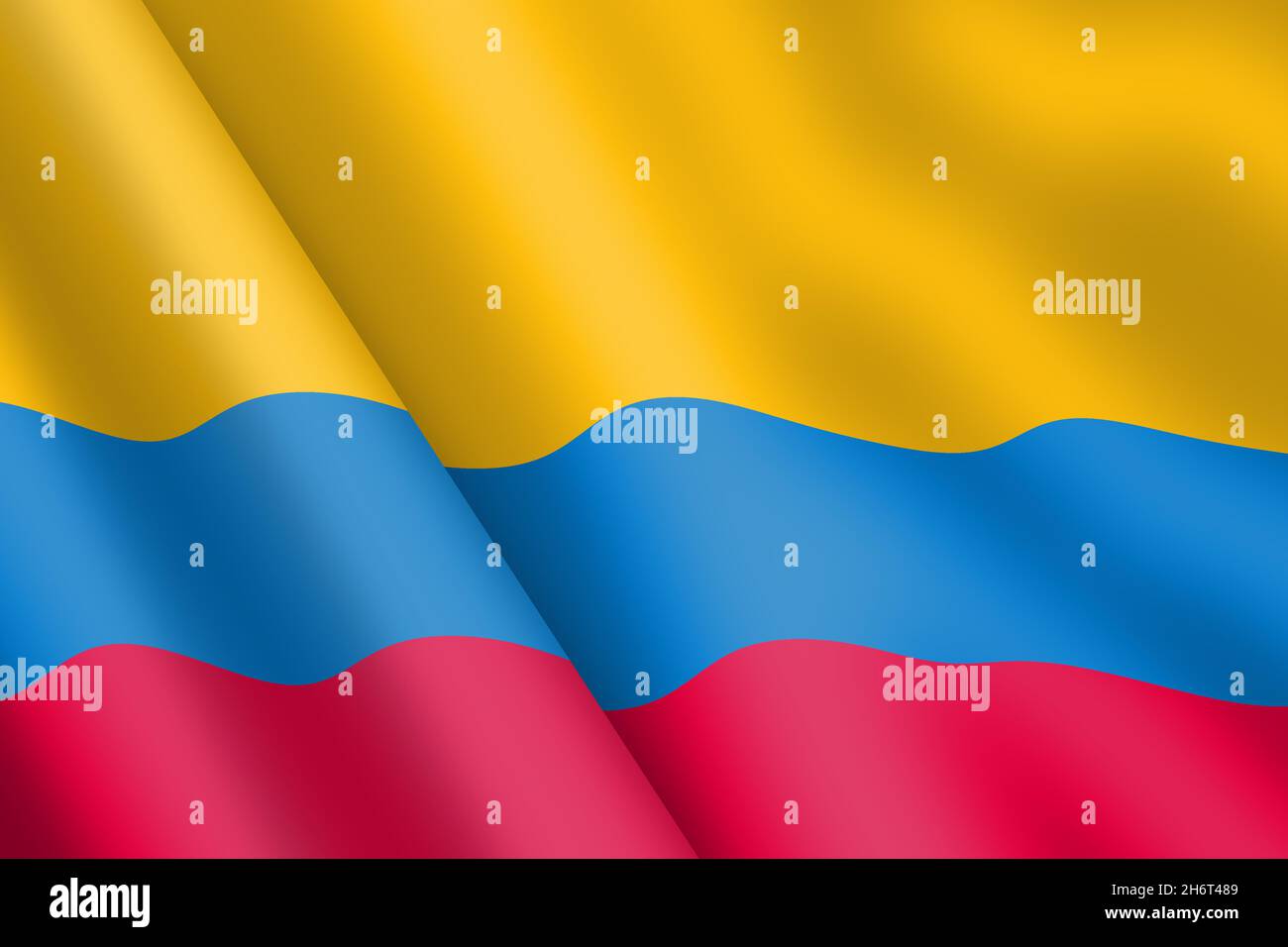 Colombie Waging drapeau 3d illustration ondulation du vent Banque D'Images