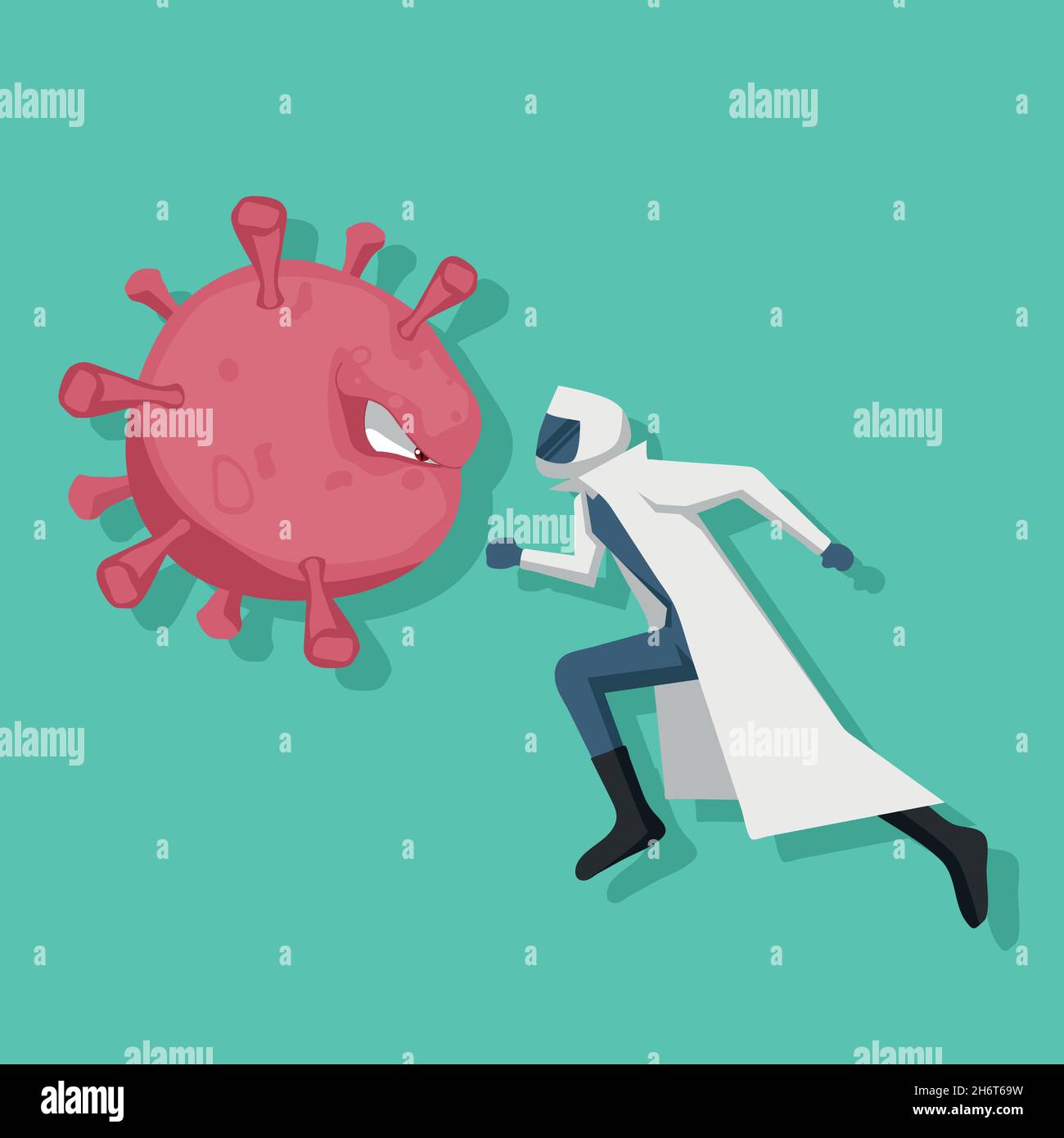 Super-héros médecin combattant le coronavirus Illustration de Vecteur
