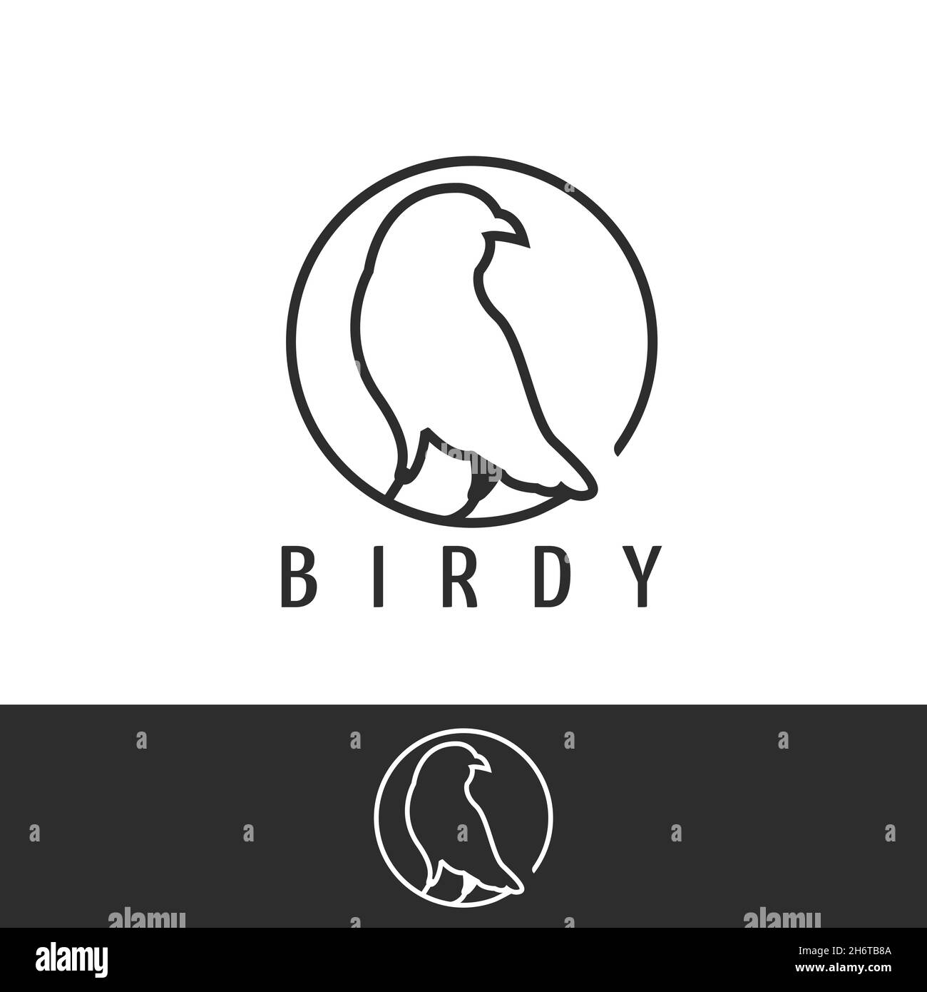 Logo de type ligne d'oiseau sur le motif de vecteur d'oiseau de cercle de branche Illustration de Vecteur
