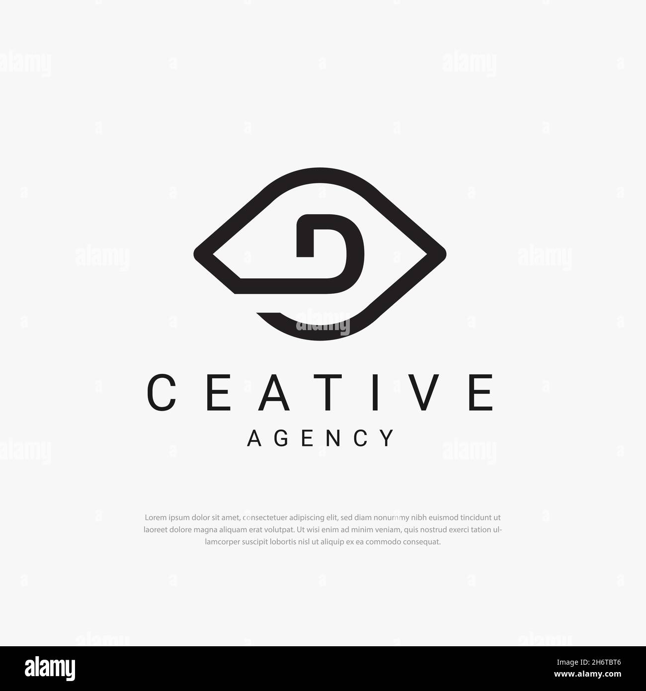 Logo de modèle lettre D avec illustration géométrique de la ligne des yeux dans le symbole de monogramme de conception vectorielle Illustration de Vecteur