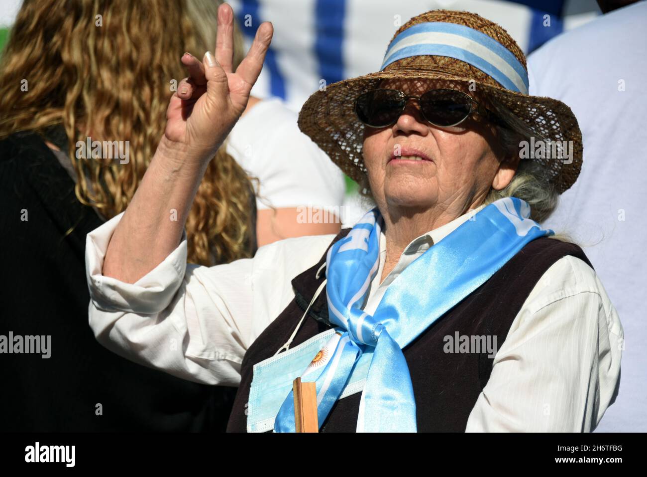 Manifestación en apoyo al Presidente Alberto Fernández al conmemorarse el día de la militancia, 17 de noviembre de 2021, Buenos Aires, Argentine Banque D'Images